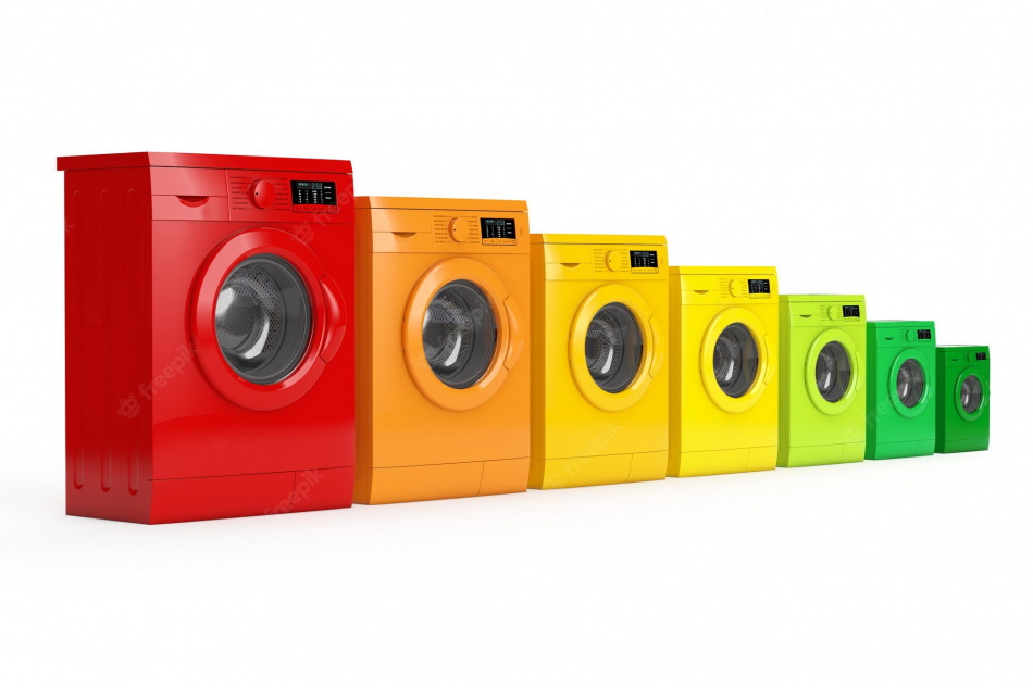 washing machines colours energy efficiency chart white background 3d rendering 476612 3121 950x633 - 9 نکته طلایی در صرفه جویی انرژی لباسشویی